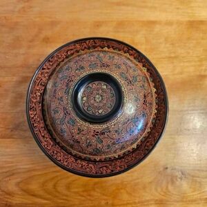 Antique Burmese (Myanmar) Lacquered Covered Rice Bowl